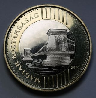 2010 Hungary 200 Forint Proof Coin Rare 5000 Minted Km 826 Bi - Metallic