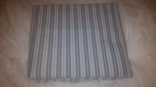 Pottery Barn Off White / Blue / Khaki Striped Shower Curtain Nautical Beach Rare
