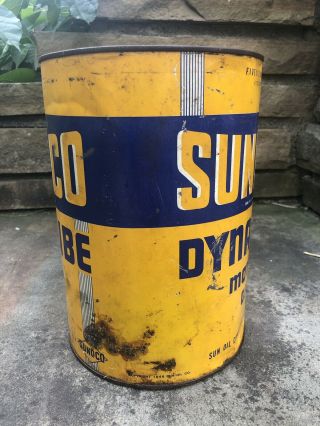 Vtg 1946 SUNOCO DYNALUBE Motor Oil 5 Quart Oil Can Rare Sun Oil Co.  Gas Station 5
