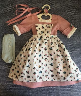 American Girl Felicity Rare Spring Gown Pinner Apron Stockings Pleasant Company