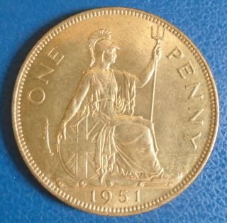 1951 King George Vi Bronze Penny,  Very Rare Date - Very,  Much Lustre