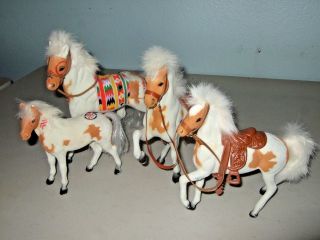 Vtg Flocked White Horse Indian War Paint Saddle Pony 4 Rare Breyer ?