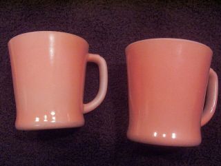 Fire King Glass Anchor Hocking Pink D Handle Coffee Cups Very Rare Shape