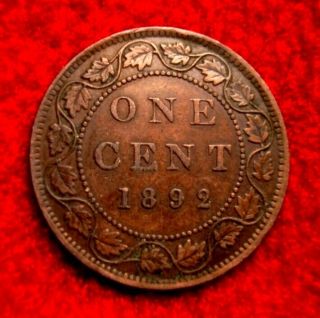 1892 Obv 2 Canada Large Cent Copper Victoria Rare