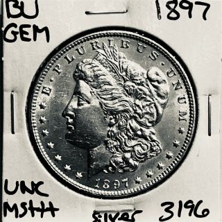 1897 Bu Gem Morgan Silver Dollar Unc Ms,  U.  S.  Rare Coin 3196
