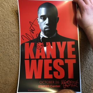 Kanye West Rare Authentic Hand Signed Concert Gig Show Poster