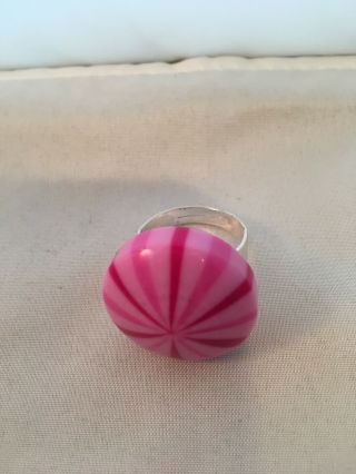 Rare Vintage Lucite Candy Cane Ring Shades Of Red And Pink