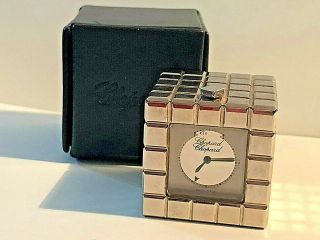Chopard Ice Cube 51/8898/01 Qz Travel And Table Clock With Alarm Rare