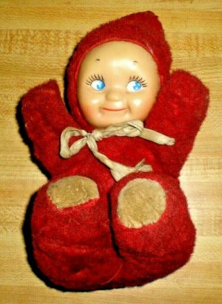 Vintage Rare Baby Doll Red Sleeper Vinyl Face,  Well,  May Be Knickerbocker