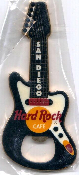 Hard Rock Cafe San Diego " Black Fender " Guitar Bottle Opener Magnet Rare - Htf