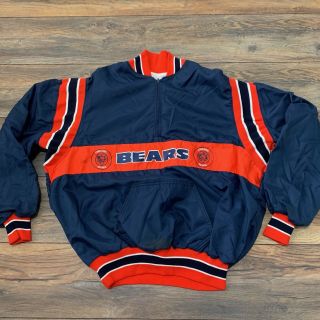 Vintage Rare 90’s Nfl Chicago Bears Football Graphic Pullover Jacket Sz Xl