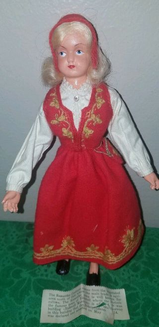 Rare Vintage Romerike Trondelag Girl By Norwegian Doll Artist Hilda Ege