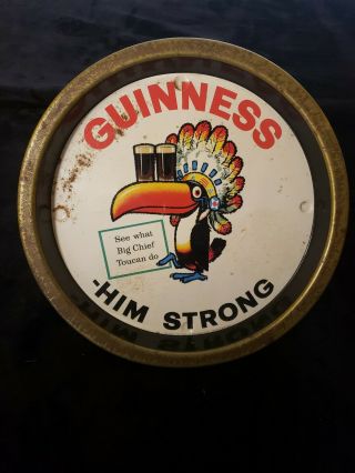 Rare Guinness Irish Vintage Beer Tray Metal Sign Toucan Him Strong 10.  5 "