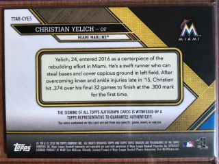 2016 Topps Triple Threads Christian Yelich GU Bat Autograph ’d To /18 RARE Mvp? 2