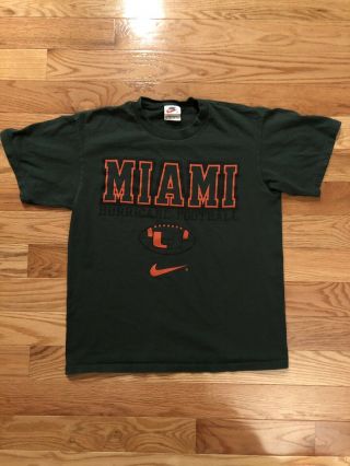 Miami Hurricanes Rare Vintage Medium Nike Team Sports T Shirt Green 90s