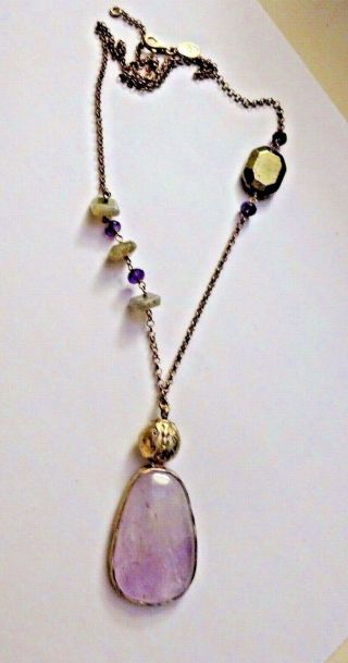 Rare Silpada Ultraviolet Necklace Sterling Silver Amethyst Pyrite Gorgeous N3119
