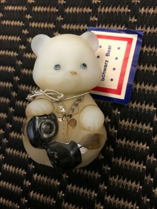 Schwarz Bear Fenton Hand Painted With Tags Authentic Very Rare