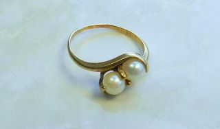 10k Solid Gold Natural Pearls Rare Antique Vintage Ring Sz 5 1/2