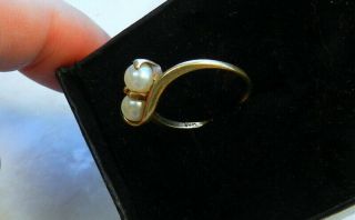 10K SOLID GOLD Natural Pearls Rare Antique Vintage RING Sz 5 1/2 4