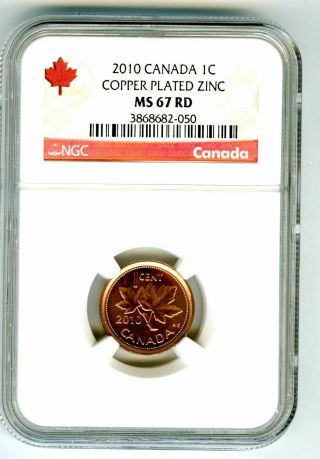 2010 Canada Cent Ngc Ms67 Rd Non Magnetic Zinc Issue Rare Red Label