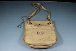 Us Ww1 Rare Grenade Bag Pouch Case Light Ribbed Khaki Canvas E & W 1918 W/ Strap