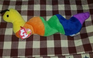 Ty Beanie Baby " Inch " The Worm 1995 Errors Pvc Pellets Rare Marked Down