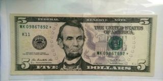 ✯ 2013 $5✯ Five Dollar Bill Top Rare Star Note See Pictures
