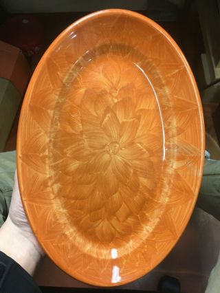 Rare Wallace China Dahlia Pattern Oval Platter Orange 11.  5x8”