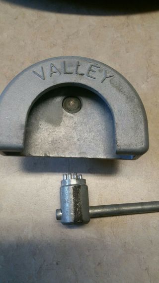 Vintage Trailer Hitch Lock Cast Aluminum Metal Valley With Lock Tight Key Rare