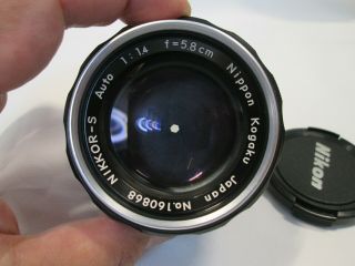 Rare Exellent,  Nikon Nikkor S Auto 58mm f1.  4 Ｎon Ai Lens FROM JAPAN - 10 8