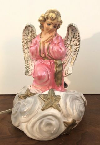 Rare Vintage Michigan Artistic Creation Chalkware " Angel " Lamp/light -