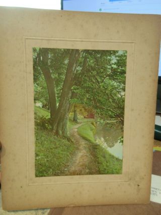 2 Very Rare North Park Mansfield Ohio Picture Photo Hand Color Tinted Lake Path