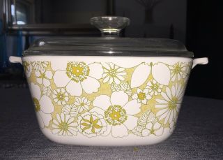 Rare Vintage Corning Ware Floral Bouquet Daisy Casserole Dish With Lid