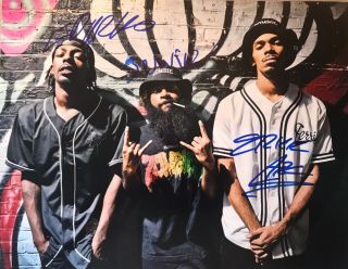 Flatbush Zombies Rap Group Signed 11x14 Photo Full Group Meechy Rare Authentic