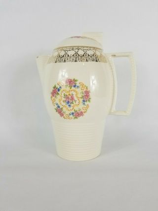 Sebring Pottery American Limoges Venetian Lace Art Deco Coffee Pot W Lid Rare
