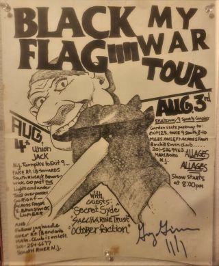 Black Flag Rare Show Concert Punk Poster 1984 Kbd Henry Rollins Signed Proof Vtg