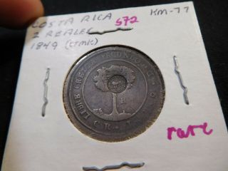 S72 Costa Rica 1849 2 Reales Countermarked Rare