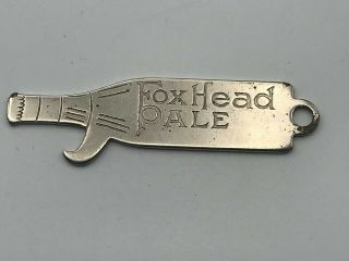 Rare Vintage 4 " Fox Head Pale Beer Bottle Opener Fob B8