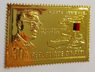 Haiti 1968 Gold Foil Rare Stamp President Duvalier Scott C309 Mnh
