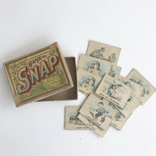 L@@k Rare Antique Early 1900’s Milton Bradley Co.  Game Of Snap Complete Card