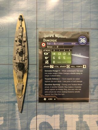 Axis And Allies War At Sea Task Force - Dunkerque 4/60 (rare)