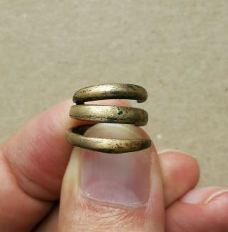Ancient Viking Old Bronze Fabulous Status Ring Runic Ornament " Snake " Very Rare