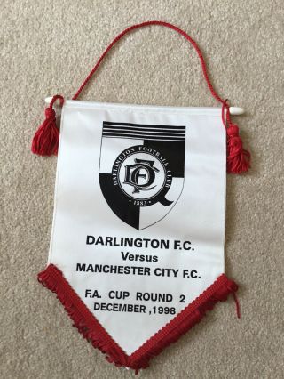 Manchester City V Darlington Fa Cup Pennant 1998 Rare