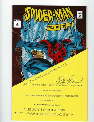 Marvel Comics Spiderman 2099 1 Signed By Peter David W/coa.  Signed.  Rare.