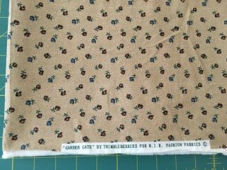 Rare,  Vintage Thimbleberries “garden Gate” Small Floral On Tan 1yd 33”