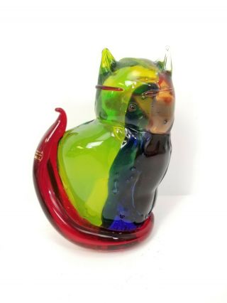 Murano Vetreria Artistica Oball Art Glass Large Cat Rare