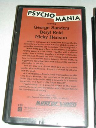 2 - VHS Video Tapes Fright House & Psychomania Rare OOP Horror Sleaze Exploitation 4