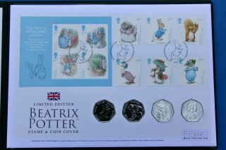 Rare Beatrix Potter 2017 British Stamp And 50p Coin Set