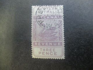 Western Australia Stamps: 3d Swan Revenue - Rare (d179)