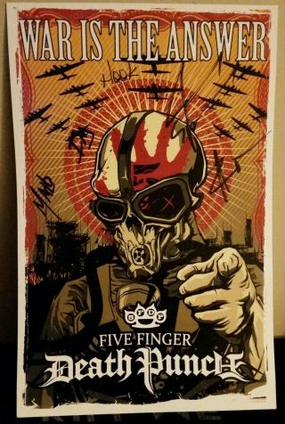 Five Finger Death Punch Rare Signed Rp War Is The Answer Poster